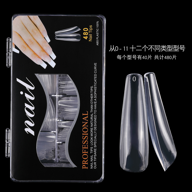 Nail art piece trapezoidal semi-patch lengthened flat head ballet fake nails 480 pieces boxed water pipe nail art extension patch Nail art piece trapezoidal semi-patch lengthened flat head ballet fake nails 480 pieces boxed water pipe nail art extension patch