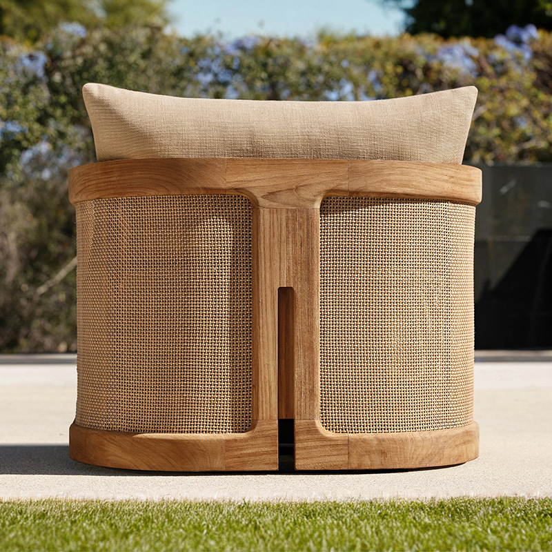 Sofá de teca al aire libre Patio Villa Terraza Muebles de madera impermeable Hotel Resort Protector solar Sofá de madera maciza image 2