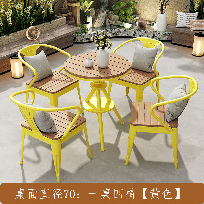 B&B バルコニーレジャーテーブルと椅子の組み合わせ中庭ガーデン屋外ダイニングテーブル屋外防水日焼け止めラウンドテーブルレッド|undefined