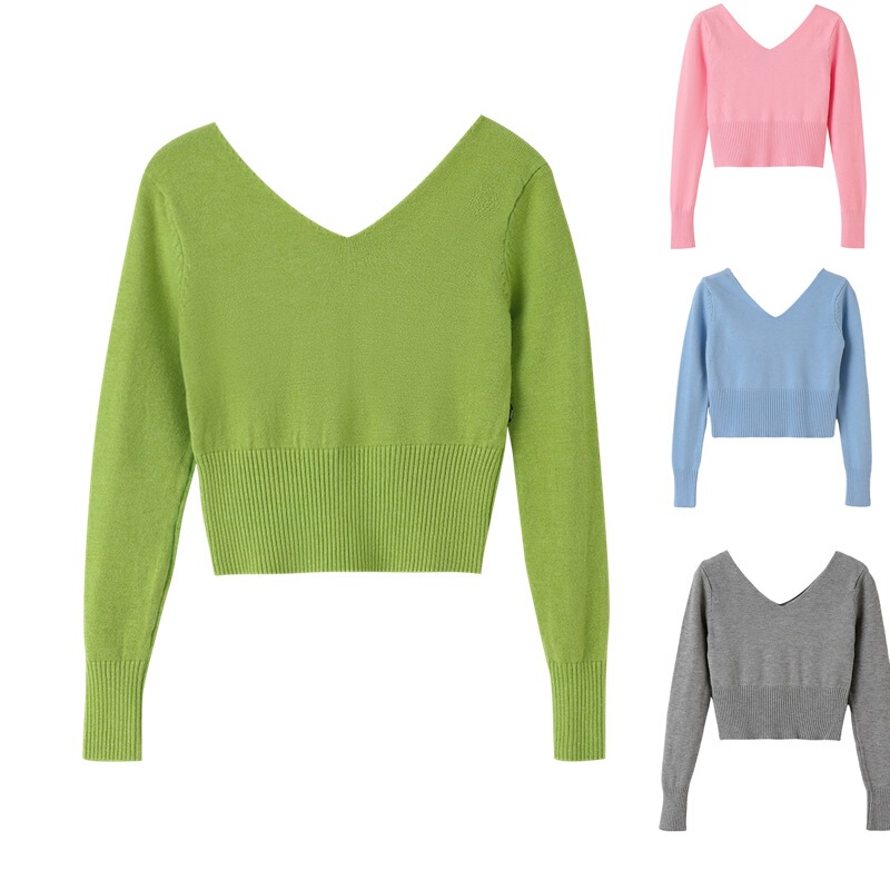 Children's Dance Sweater Core-spun Yarn Single V-neck Knitted Chinese Fir Double V-neck Chinese Dance Practice Outer Warming Shoulder Warm Clothes