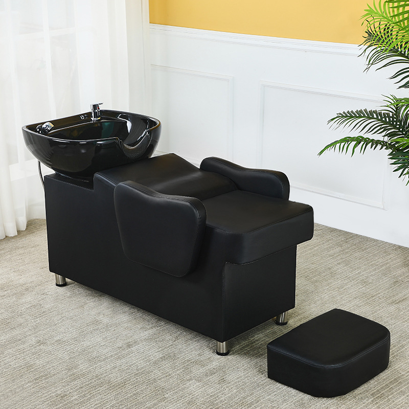 Venta directa de fábrica Red de celebridades de Internet medio acostado Barbería Cama de champú de moda Peluquería simple de alta gama Peluquería Peluquería de cerámica cama de descarga