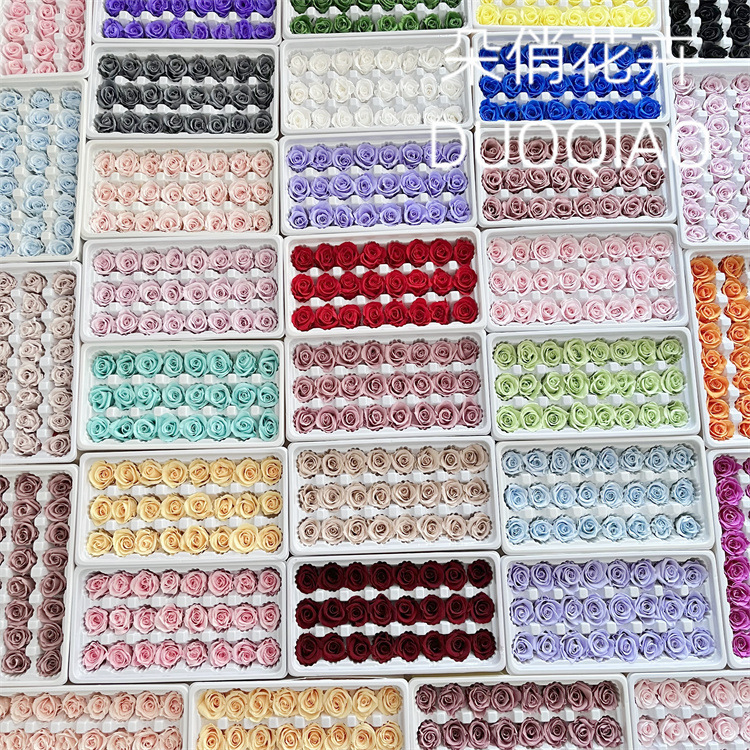 High-quality B-grade everlasting rose 2-3CM roses whole box, preserved flower DIY material package car hanging flowers materials 20 pieces