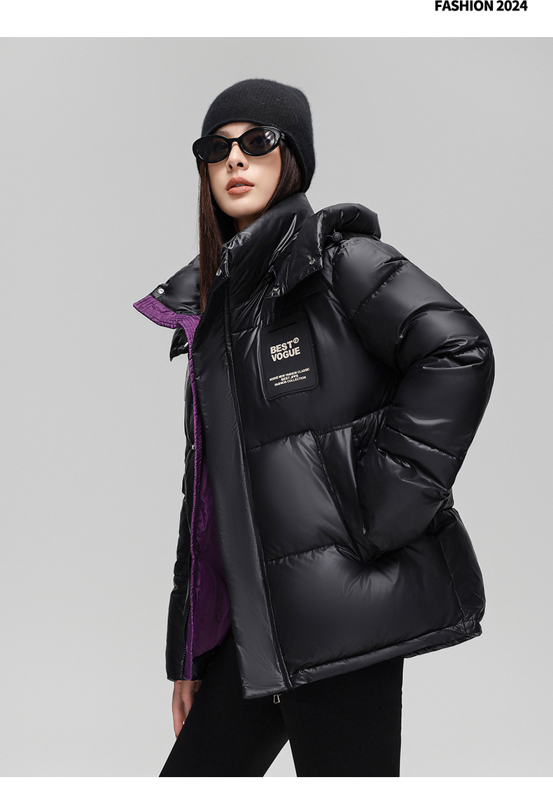 Women's Clothing loose hooded winter coats jacket men and women short winter couple thick contrast color cotton jacket_voghion.com