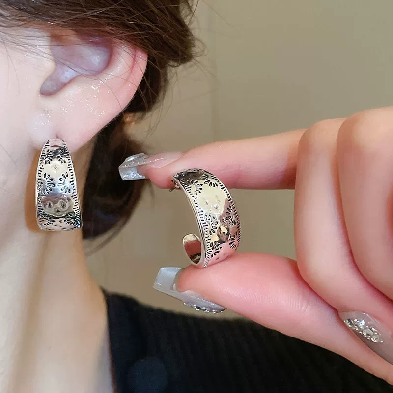 Серебряная игла, дизайн серьги, стиль легкой роскоши, стиль высокого качества, оптом