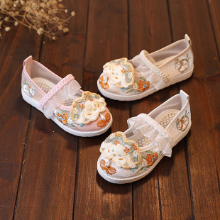 Hanfu Embroidered Shoes Mesh Shoes Jinxianyao Summer Embroidered Breathable Children's Dance Shoes Chinese Style Shoes