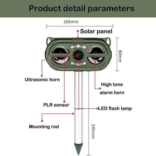 Factory hot selling animal repeller outdoor ultrasonic rat repeller dog repeller LED flash solar bird repeller