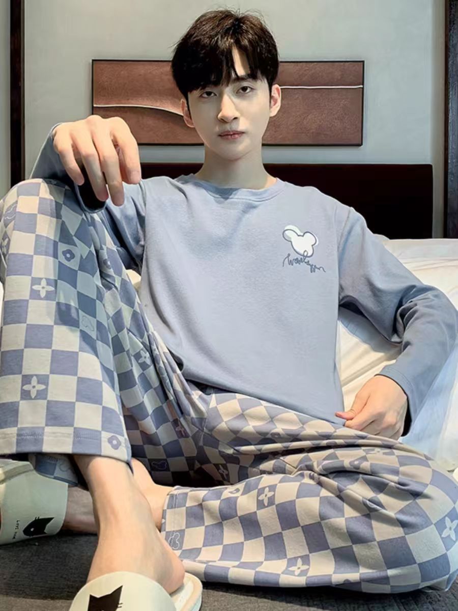 Pijamas transfronterizos de primavera y otoño de color sólido de gran tamaño juvenil ropa de casa set de mangas largas un fabricante de peluquería