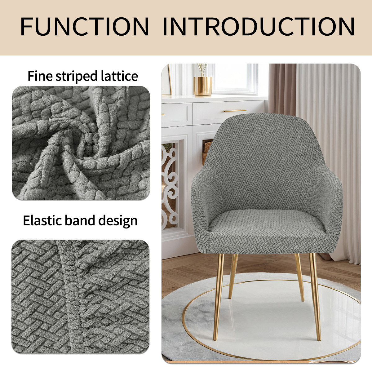 Nueva funda curva para silla con rayas transfronterizas, reposabrazos altos, funda elástica para silla de forma especial, funda para silla de comedor de hotel, emitida por TEMU