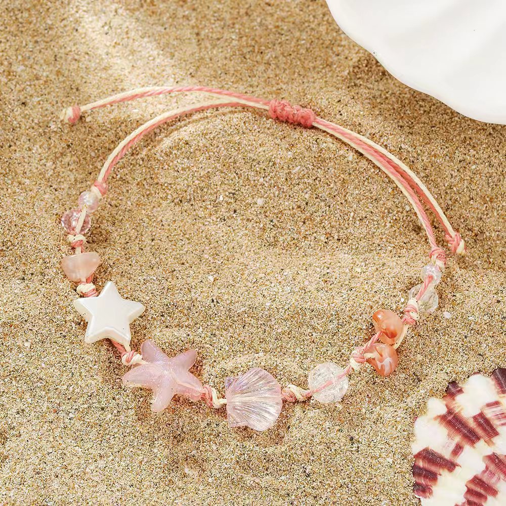Bohemian Starfish And Shell Bead Bracelet For Women's Summer Beach_voghion.com
