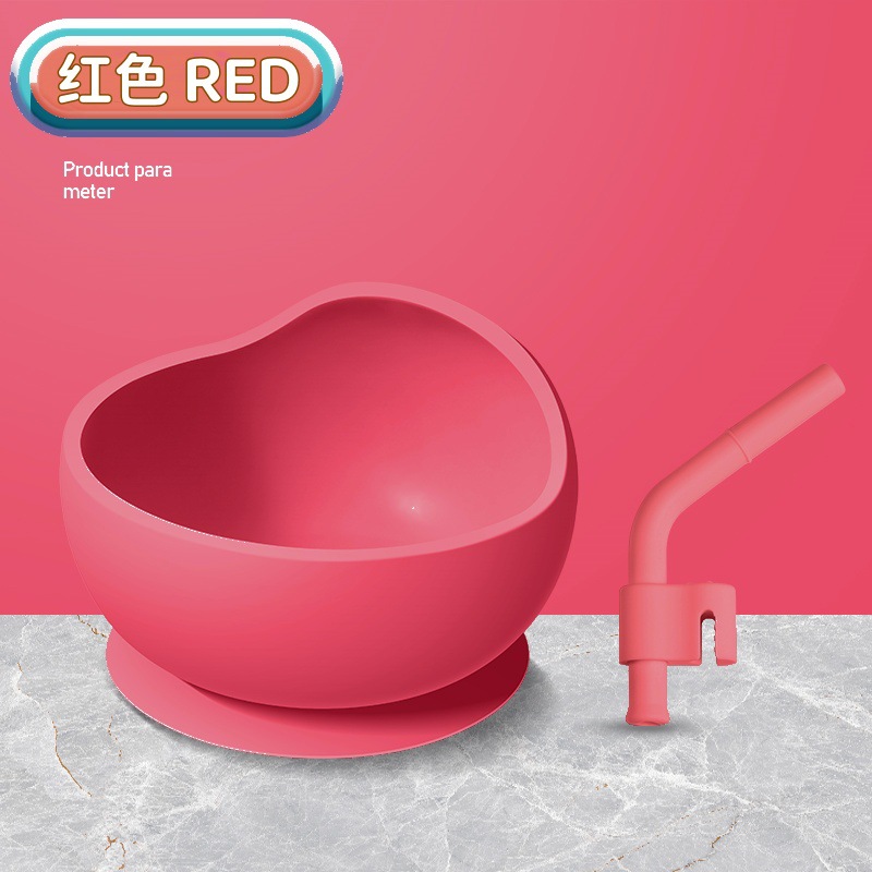 [애플레드] 풀실리콘 흡착컵 그릇 + 수프 빨대