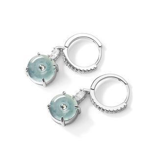 Natural A Goods Jade Blue Water Safe Buckle Earrings Earrings Ice Jade Stone S925 Silver Women's High-end Fashion Earrings