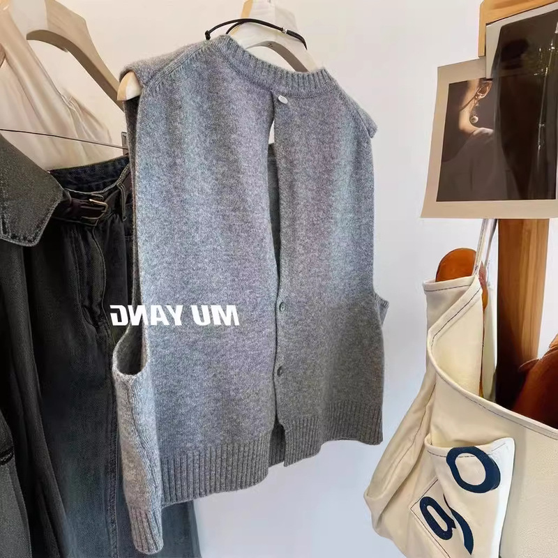 Designer style niche Western style back opening shell decorative vest women's stacked wool vest vest vest