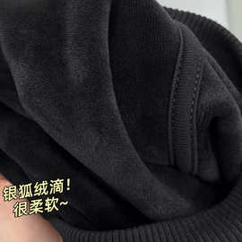 超柔黑色加绒卫衣男秋冬2025新款宽松加厚奥粒绒男士圆领冬装上衣