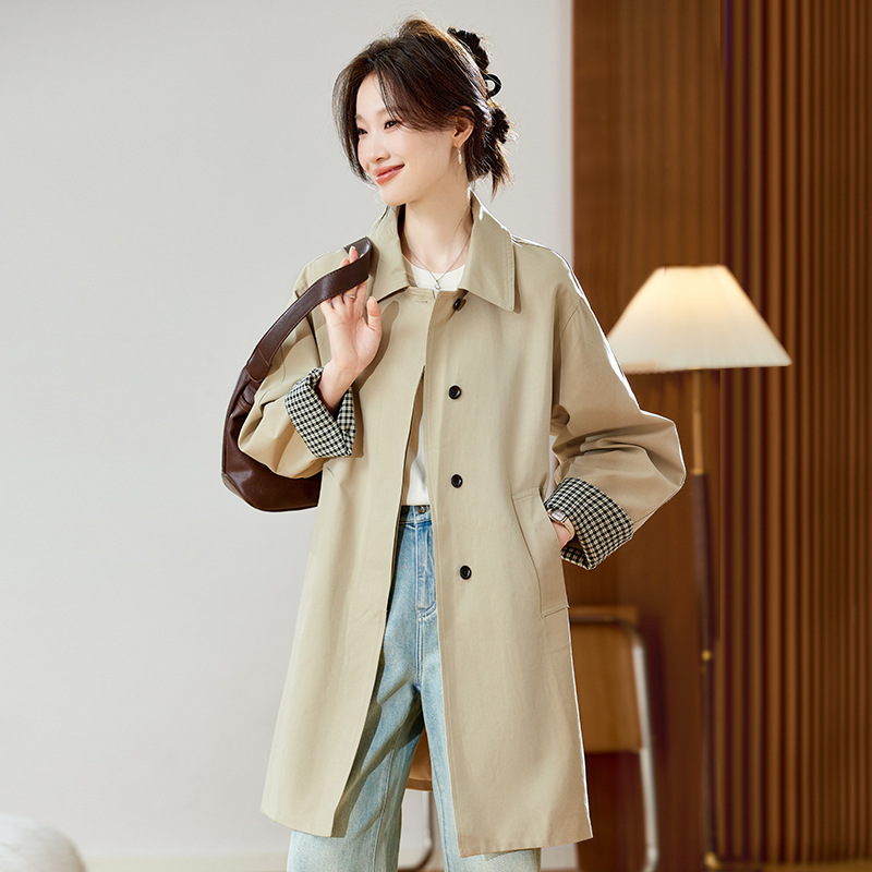 2025 New Autum Fashion Women's Mid-Length Pure Color Korean Style Loose Lazy Windbreaker Atmospheric Cardigan Jacket