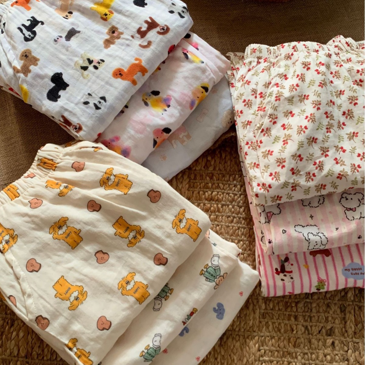 新品！全棉双层纱2024春夏新款宽松舒适睡裤有口袋居家长裤可外穿