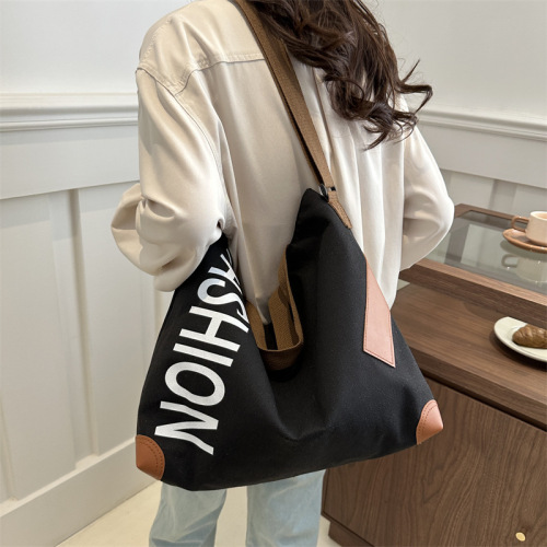 Leisure University Student Commuting Large Capacity Tote Bag 2024 Spring New Simple Fashion Single Shoulder Bag