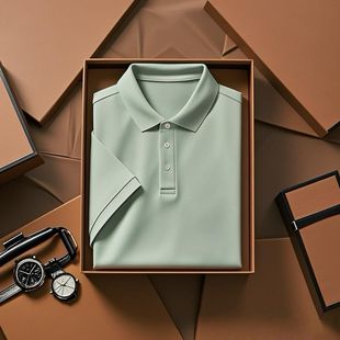 Slit Men's New Lapel Polo Shirt Pure Color Summer Casual Business Short-Sleeved Half-Sleeved T-Shirt Top 7A Antibacterial