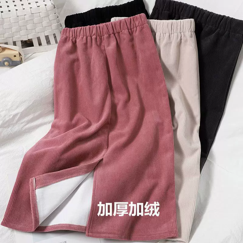 秋冬新款显瘦加绒半身裙女后开叉一步裙减龄灯芯绒包臀过膝裙