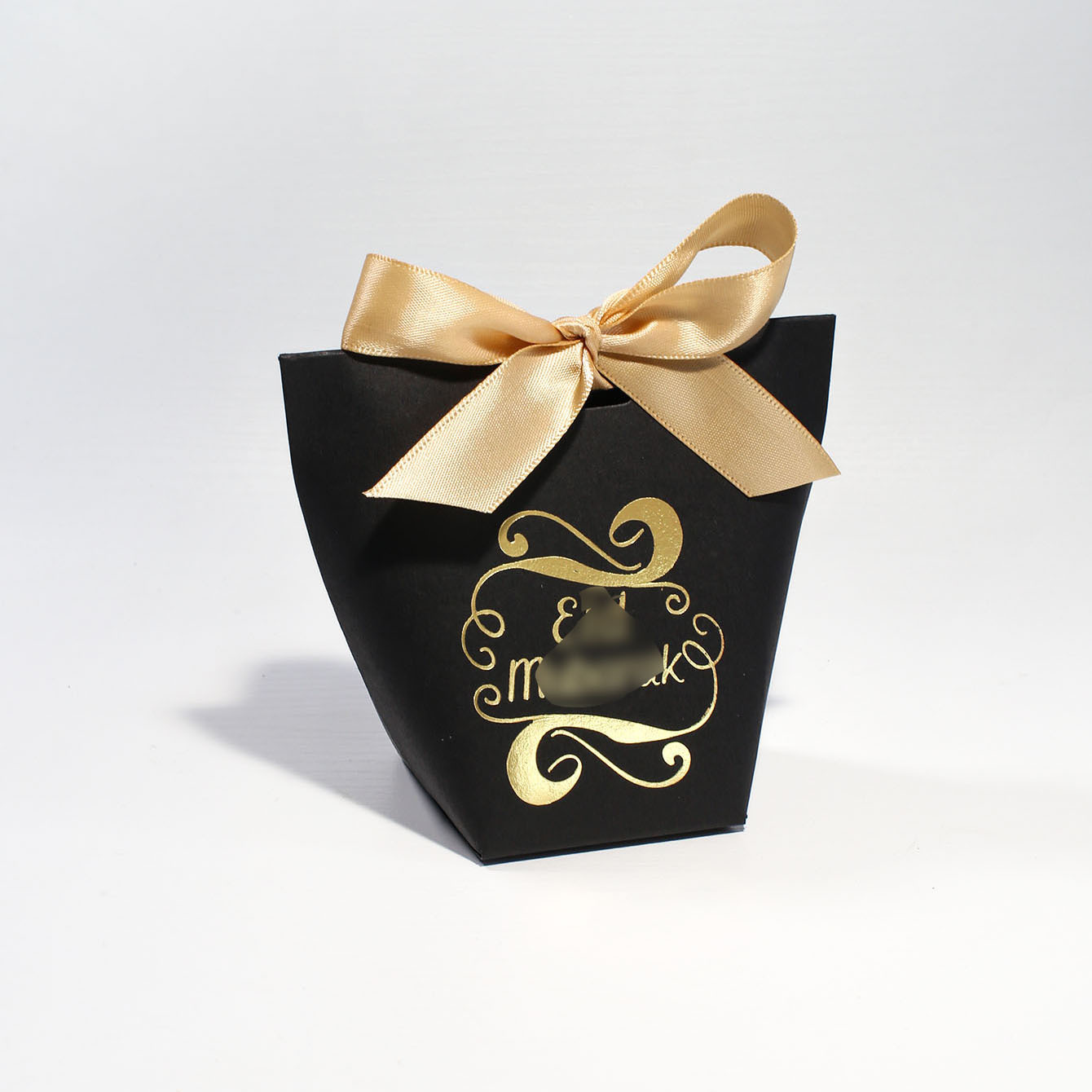 웨이브 블랙 + 골드 리본; 6*6*10cm