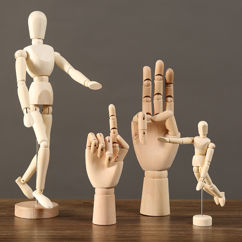 Desktop puppet joint finger model movable small wooden body decoration clothing store art home decoration