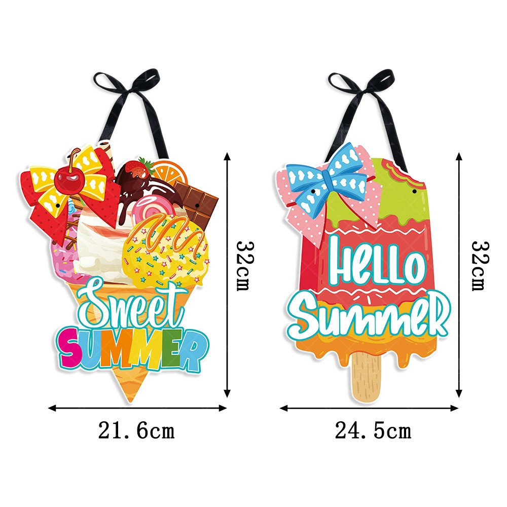 Nueva decoración hawaiana puerta colgante etiqueta verano fiesta escena diseño helado colgante