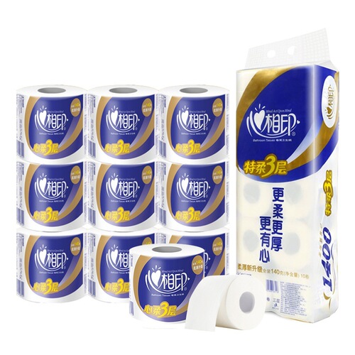 Heart to Heart Roll Paper 1800g 4-Ply Household Practical Pack Toilet Paper Tissue Wholesale Bulk Pack Tissue Roll Paper