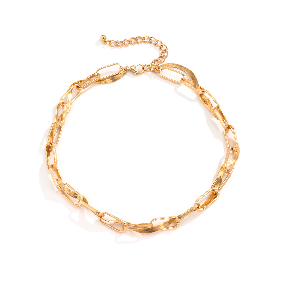 欧美跨境饰品 小众镂空金属链条嘻哈项饰 几何型简约个性蛇骨项链