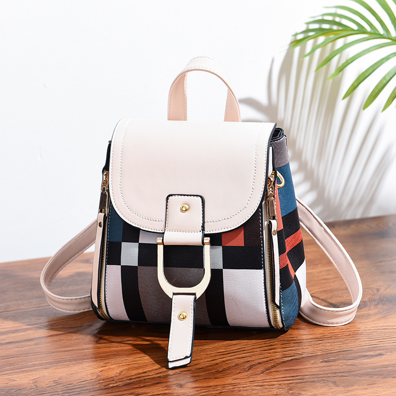 〖Dropshipping〗 Mochila 2025, nueva mochila de estilo coreano, de cuero suave, para viajes, de gran capacidad, para la escuela, con diseño de colores contrastantes
