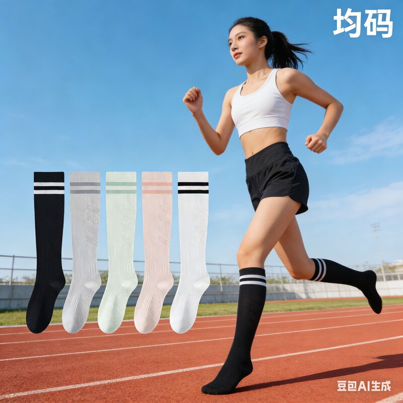 Compression Sports Tennis Socks for Women, Badminton, Fitness, Running, Jump Rope, Long Tube Socks, Muscle Recovery, Yoga, White Calf Socks
