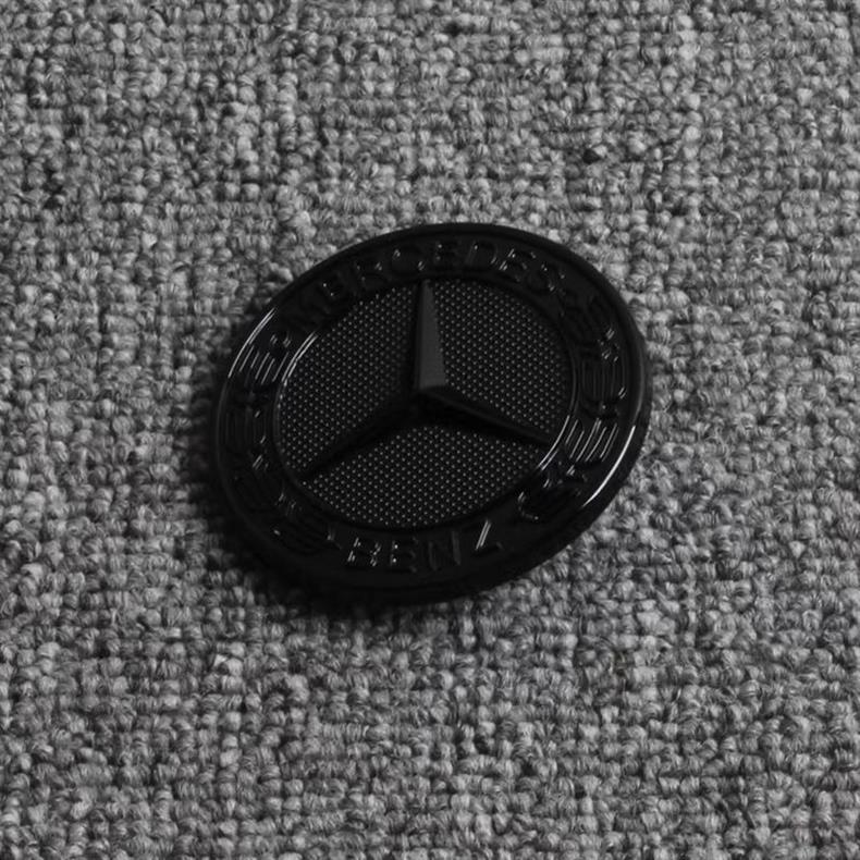 Mercedes-Benz hood emblem, flat design, for ML320, ML350, ML400, ML500, ML63 models; modified glossy black front hood emblem