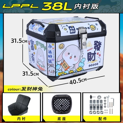 Vehicle Trunk Non-Aluminum Alloy Electric Motorcycle trunk - lined-model-38l-fatuliningshock-absorbing-base