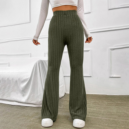 K23PT336 European and American fashion and casual solid color slightly flare high waist trousers women's slim fit and slim  autumn and winter new style