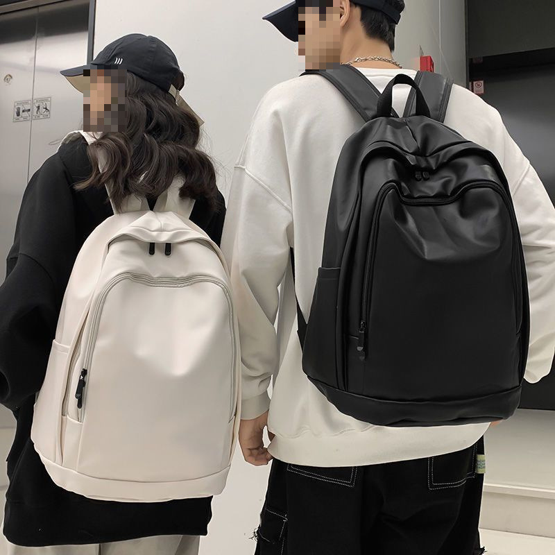 ▪双肩包大容量防水PU初高中书包大学生背包皮质双肩包防水电脑包