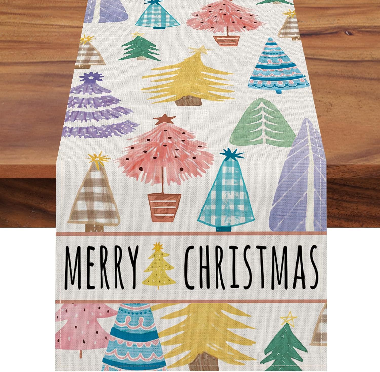Transfronterizo 2024 Amazon nuevo árbol de Navidad festivales lino tabla bandera tabla de comedor tabla bandera de té image 9