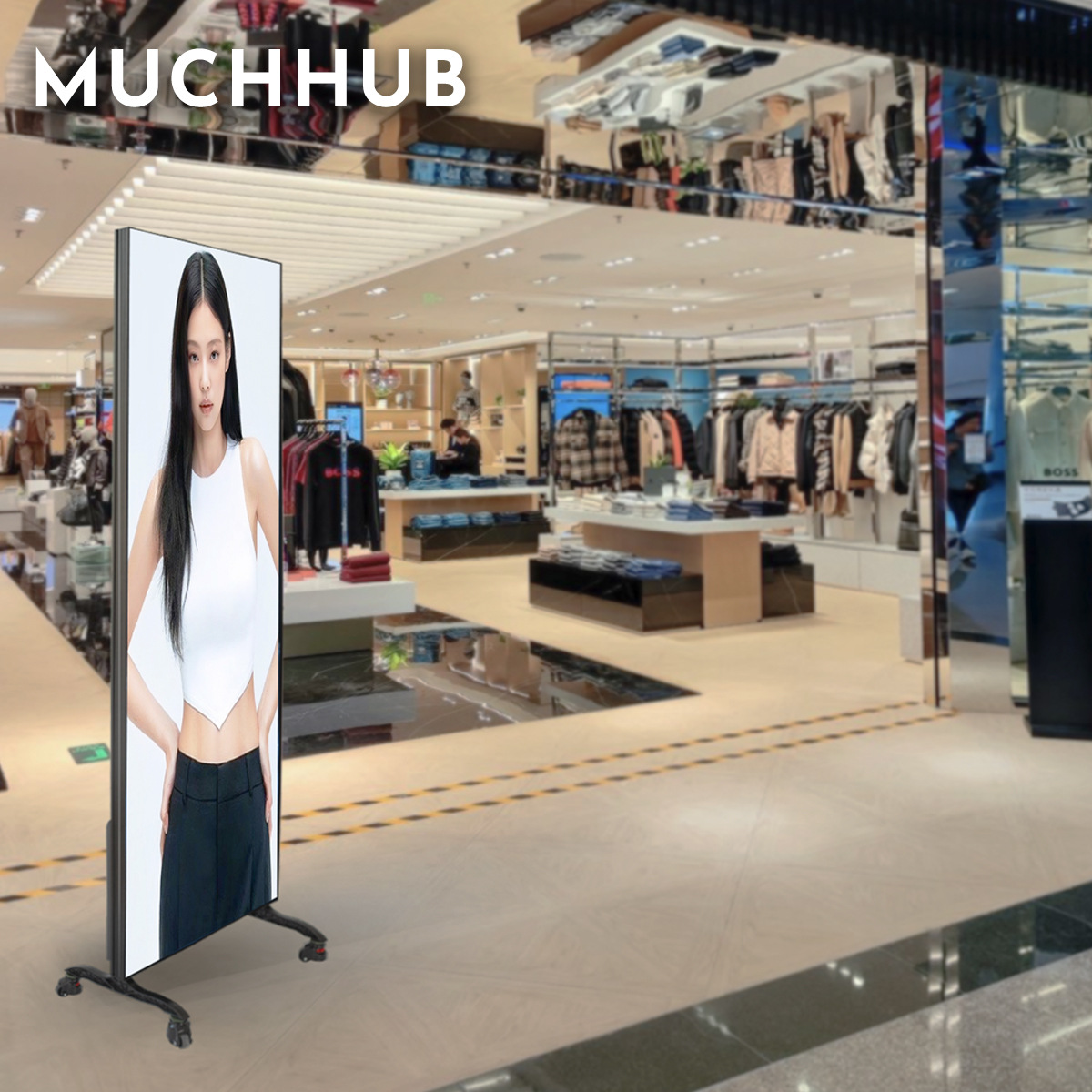 pantalla de publicidad LED vertical reproducción de video de red alta definición todo en uno pantalla de publicidad LED de piso