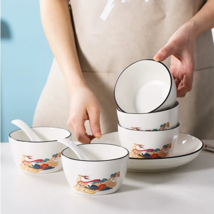 Plato de porcelana cubiertos caja de regalo hermoso como un conjunto de cucharas de regalo de cerámica acompañado de un plato de regalo image 4