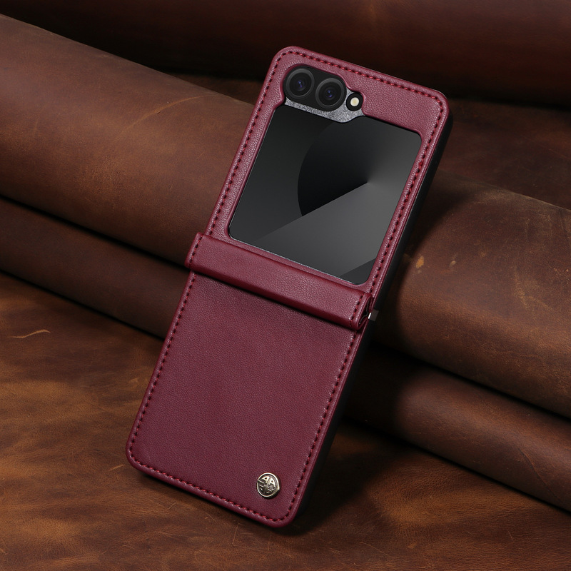 Suitable for Samsung Zflip5 Mobile Phone Case All-Inclusive Leather Case Anti-Fall Foldableable Business Pu Leather Flip6/4/3