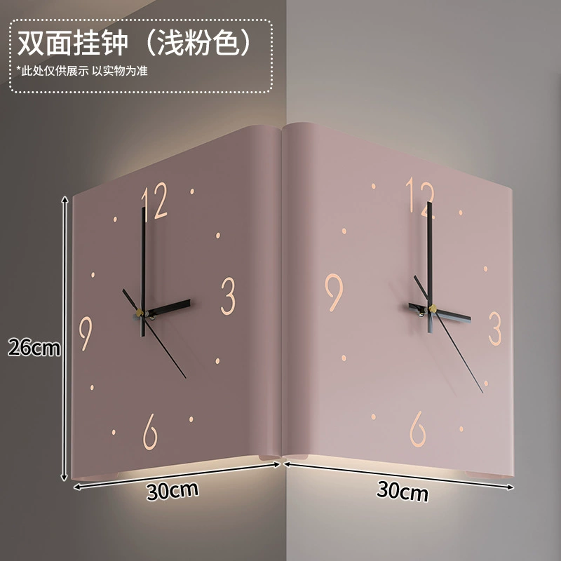 Double-Sided Corner Wall Clock, Creative Crooked Design, Iron, Optional LED Lamp