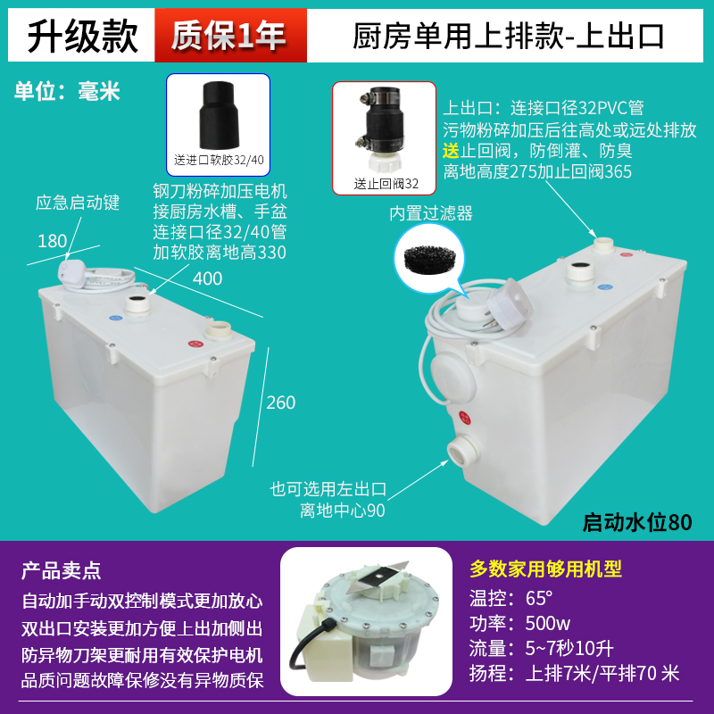 Sótano Licheng pulverizador de aluminio de litio inodoro eléctrico Fuyu cocina cuenca máquina de extracción de aguas residuales feliz elevación