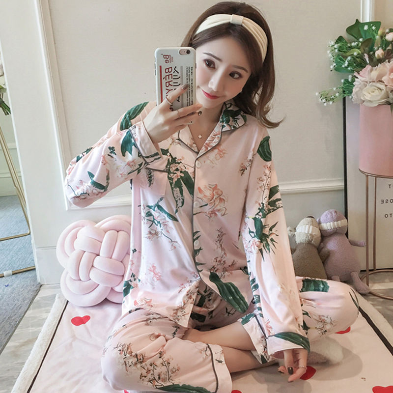 Pijamas de las mujeres de otoño e invierno de manga larga dulce estilo coreano lindo de primavera de las mujeres más el tamaño ropa de confinamiento traje de homewear posparto