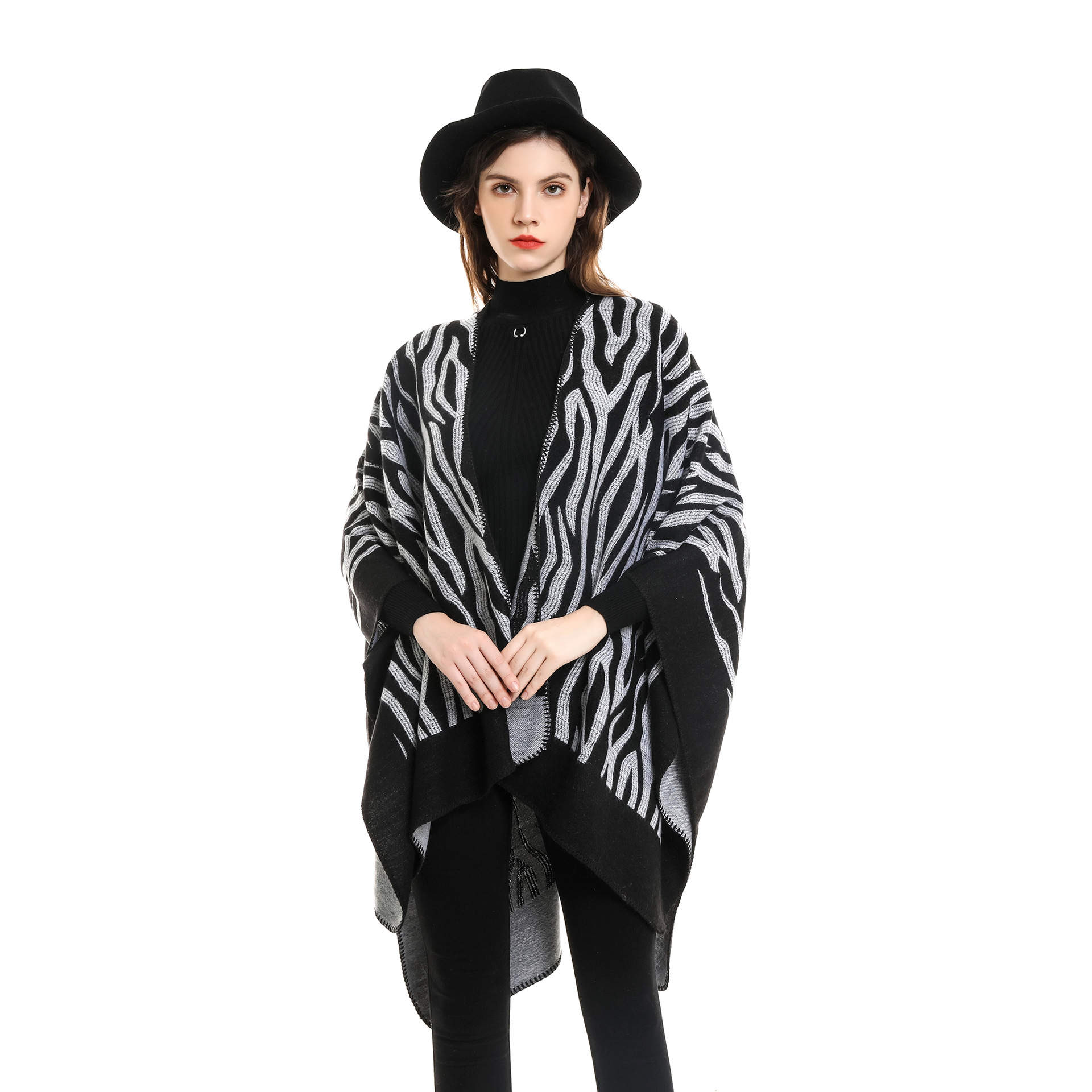 Moda a rayas chal mujer Otoño e Invierno estilo coreano chal a rayas color a juego cebra patrón cálido cachemir-como chal moda