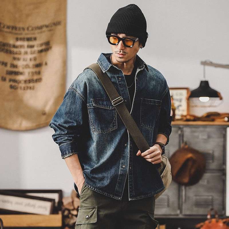 American Retro Classic Work Shirt Men's Long-Sleeved 2025 Siro-Spun High-End Denim Jacket Men's Autum Jacket
