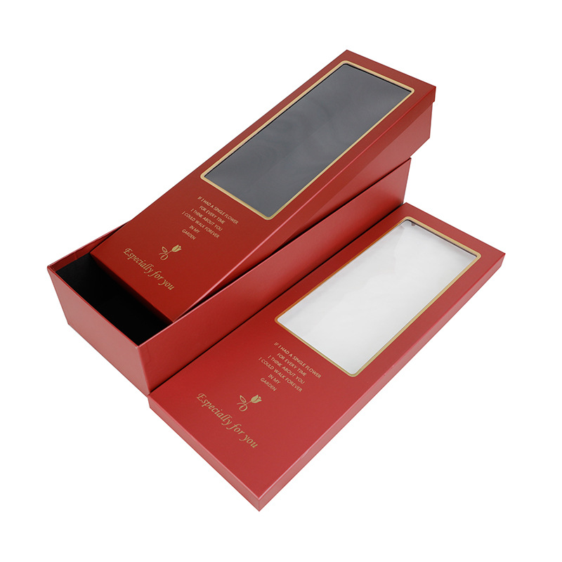 Juego de Dos Cajas de Regalo Rectangulares Tang De Golden Whisper con Ventana Transparente, Caja de Regalo Clásica con Diseño Floral, Venta al por Mayor