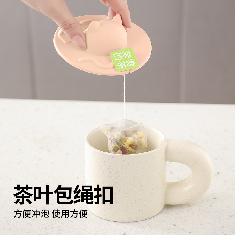 クリエイティブ猫シリコンカップカバー食品級耐高温防塵汎用カバーグラスマグカップかわいいアニメ|undefined