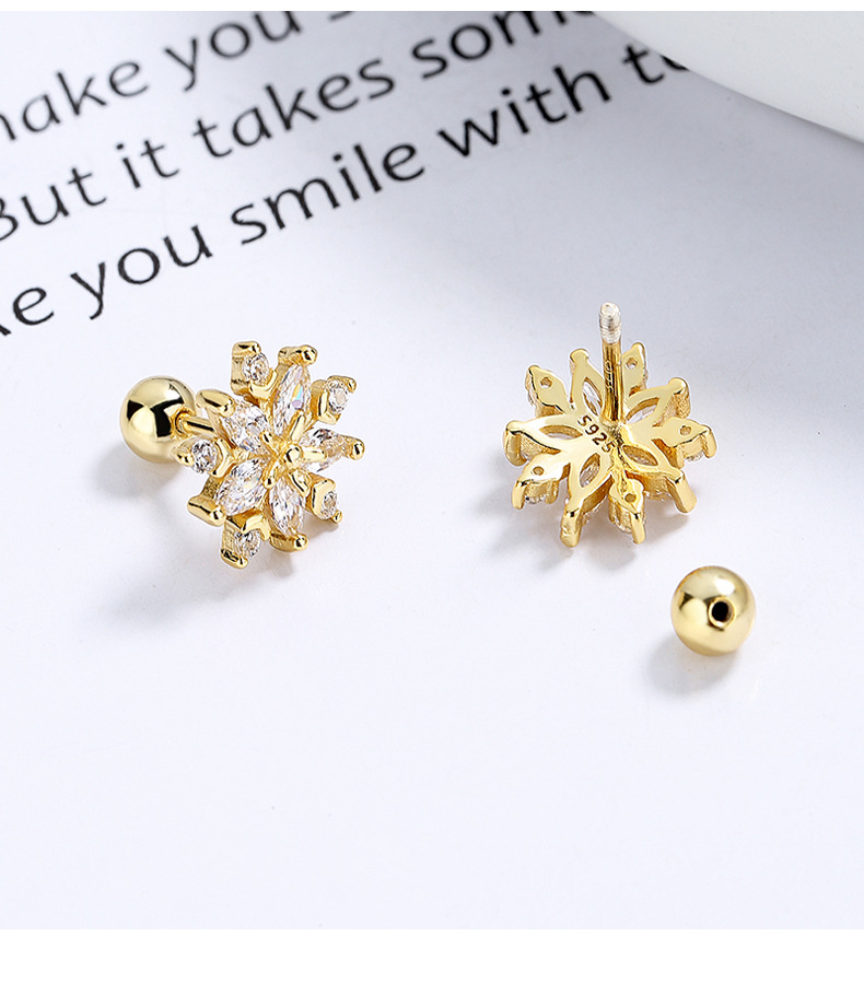 925 Sterling Silver Material Snowflake Pattern All Seasons Season 1 Pair 925 Sterling Silver 925 Sterling Silver Earrings Snowflake Screw Backs Small Stud Earrings