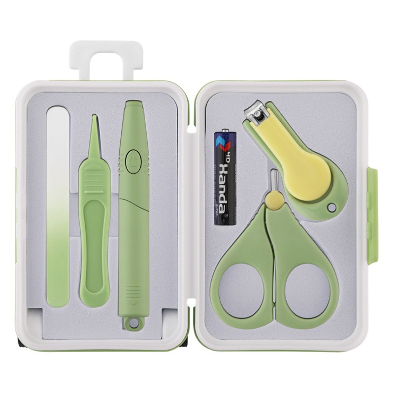 Manufacturer Baby Nail Scissors Newborn Nail Clipper Set Visible Luminous Ear Spoon Anti-Pinch Suitcase Nail Clipper