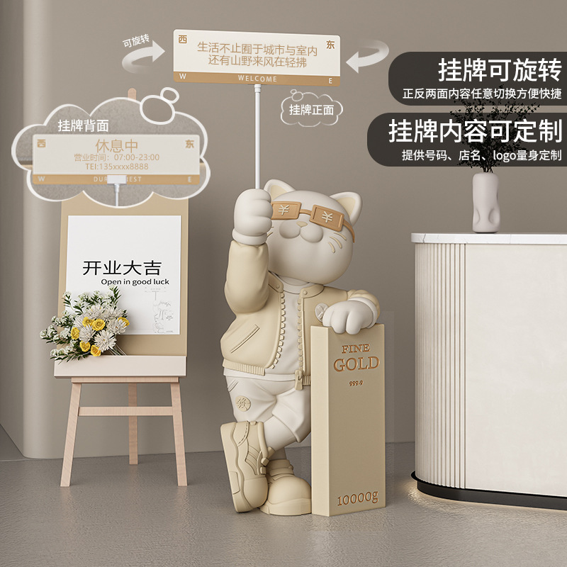 Lucky Cat Figurine for Floor Display, New Store Opening Gift for Friends, Large Decoration for Store Lobby, Housewarming Gift for Business Opening
