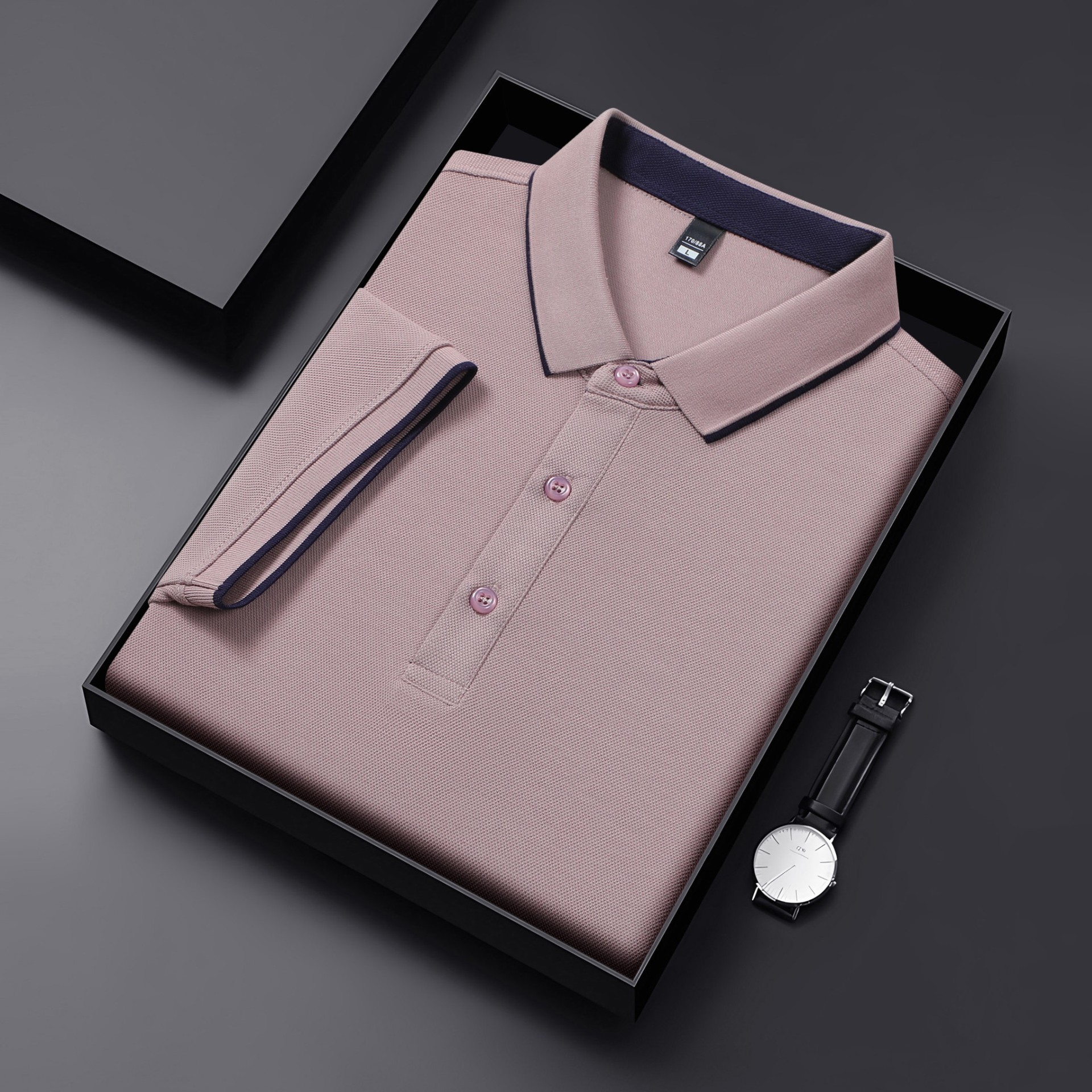 Peso pesado 220g 7A antibacteriano 65 algodón abalorios grandes contrastes de color cuello secundario en vivo camisa POLO caliente camiseta de manga corta