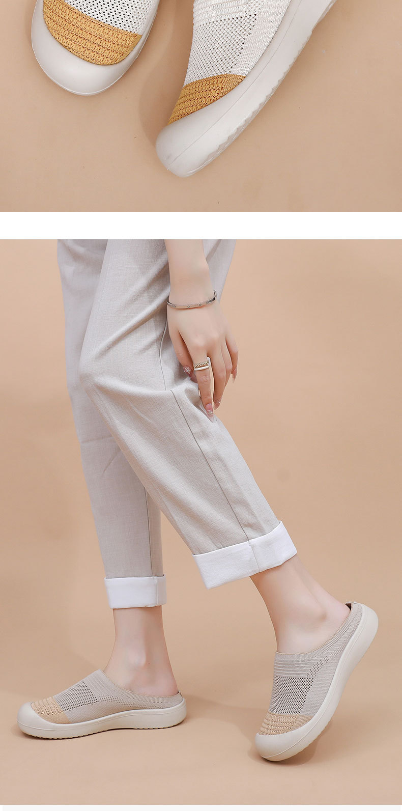 Women's Summer New Fashion Breathable Versatile Non-Slip Wear-Resistant Round Toe Slip-On Shoes Half Slippers_vogvips.com
