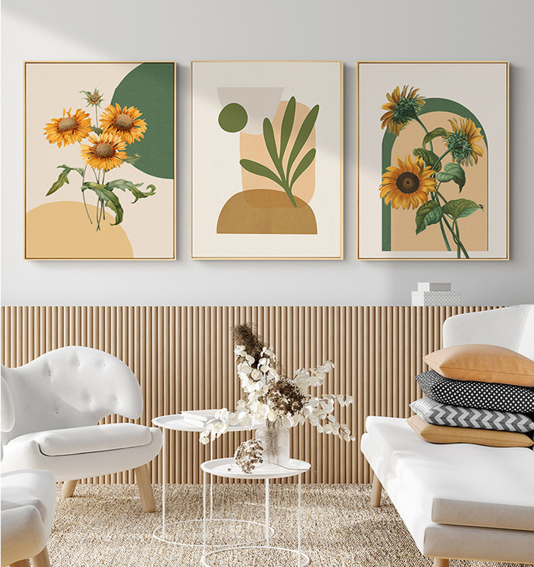 HD Sunflower Warm Color Series Hotel Villa Model Room Gallery Corridor Decoration Hanging Painting Background Wall Spray Painting